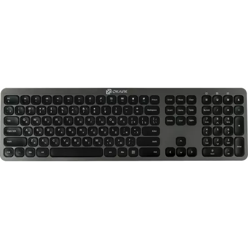 Клавиатура + мышь Оклик 300M клав:серый мышь:серый/черный USB беспроводная slim (1488402)