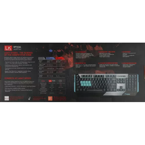 Клавиатура A4Tech B865 механическая серый/черный USB for gamer LED (B865 ICE BLUE) кабель 1.8м