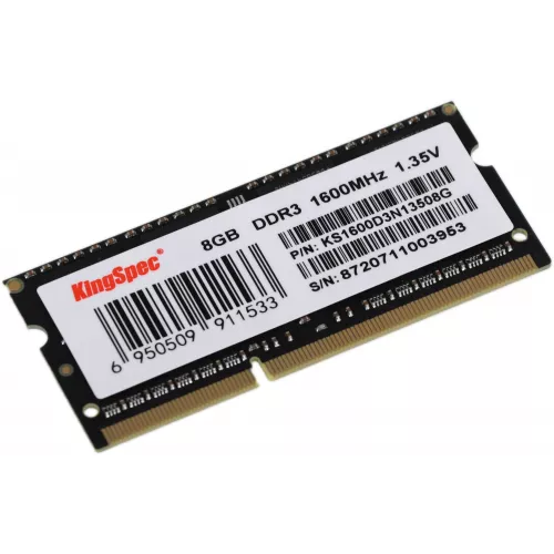 Память DDR3L 8GB 1600MHz Kingspec KS1600D3N13508G RTL PC3L-12800 CL11 SO-DIMM 204-pin 1.35В single rank Ret