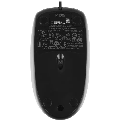 Мышь Logitech M100r черный оптическая 1000dpi USB 2but (910-006765)