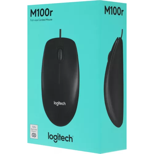Мышь Logitech M100r черный оптическая 1000dpi USB 2but (910-006765)