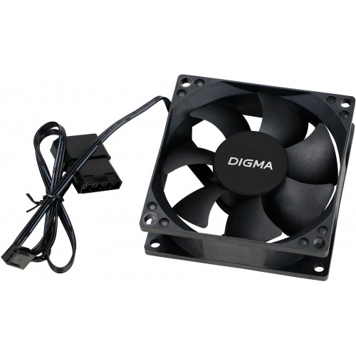Вентилятор для корпуса Digma DFan-80 80х80x25 черный 3-pin 4-pin (Molex) 23дБ Ret