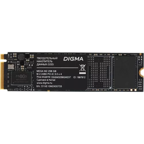 Накопитель SSD Digma PCIe 3.0 x4 256GB DGSM3256GM23T Mega M2 M.2 2280