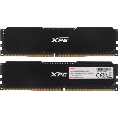 Память DDR4 2x8GB 3200MHz A-Data AX4U32008G16A-DCBK20 RTL Gaming PC4-25600 CL16 DIMM 288-pin 1.35В kit с радиатором Ret