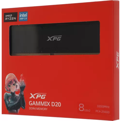 Память DDR4 2x8GB 3200MHz A-Data AX4U32008G16A-DCBK20 RTL Gaming PC4-25600 CL16 DIMM 288-pin 1.35В kit с радиатором Ret