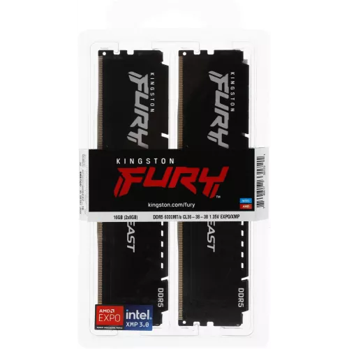 Память DDR5 2x8Gb 6000MHz Kingston KF560C36BBEK2-16 Fury Beast RTL Gaming PC5-48000 CL36 DIMM 288-pin 1.35В с радиатором Ret