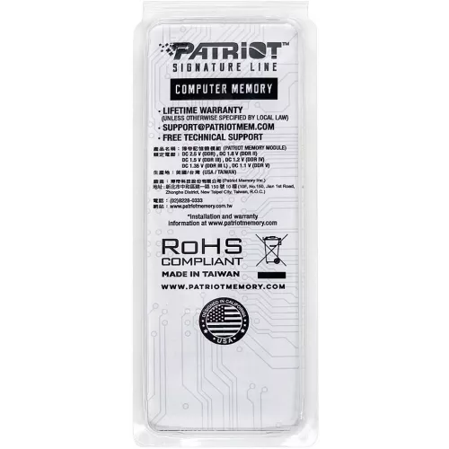 Память DDR5 16GB 5600MHz Patriot PSD516G560081S Signature RTL PC5-44800 CL46 SO-DIMM 262-pin 1.1В single rank Ret