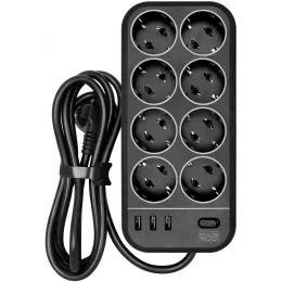 Сетевой фильтр Powercom SP-08 USB03AB 3,0М 3м (8 розеток) черный (коробка)