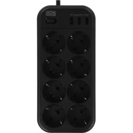Сетевой фильтр Powercom SP-08 USB03AB 3,0М 3м (8 розеток) черный (коробка)
