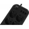 Сетевой фильтр Powercom SP-08 USB03AB 3,0М 3м (8 розеток) черный (коробка)