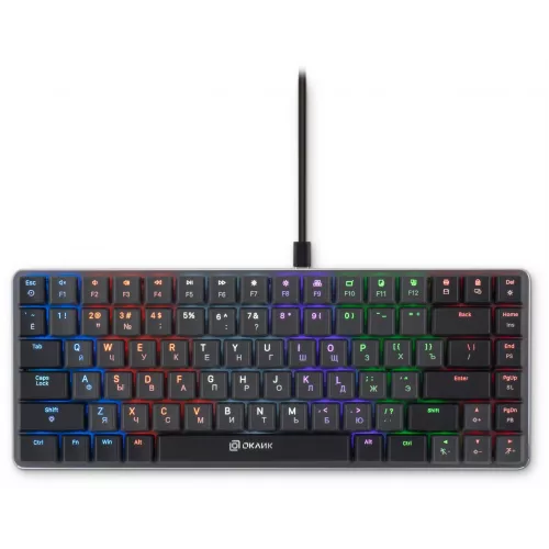 Клавиатура Оклик K615X механическая серый/серебристый USB slim Multimedia for gamer LED (1934413) кабель 1.5м