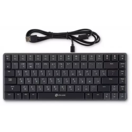 Клавиатура Оклик K615X механическая серый/серебристый USB slim Multimedia for gamer LED (1934413) кабель 1.5м