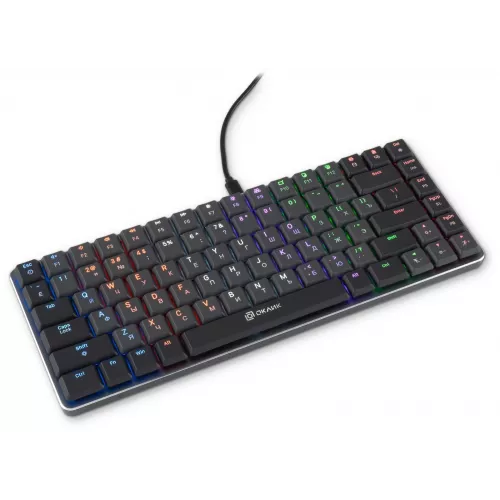 Клавиатура Оклик K615X механическая серый/серебристый USB slim Multimedia for gamer LED (1934413) кабель 1.5м