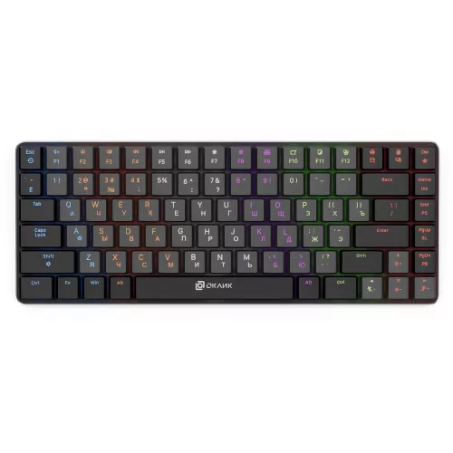 Клавиатура Оклик K615X механическая серый/серебристый USB slim Multimedia for gamer LED (1934413) кабель 1.5м