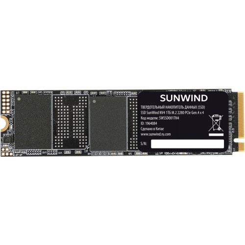 Накопитель SSD SunWind PCIe 4.0 x4 1TB SWSSD001TN4 NV4 M.2 2280