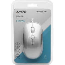 Мышь A4Tech Fstyler FM26S серебристый/белый оптическая 1600dpi silent USB для ноутбука 4but (FM26S USB (ICY WHITE))