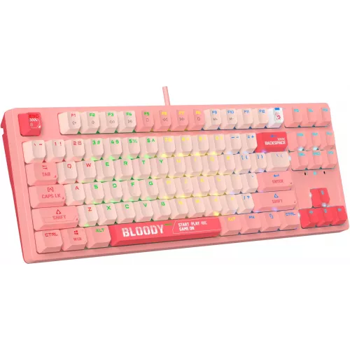 Клавиатура A4Tech S87 Energy механическая розовый USB for gamer LED (S87 USB ENERGY PINK) кабель 1.8м