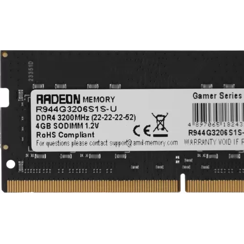 Память DDR4 4GB 3200MHz AMD R944G3206S1S-U R9 RTL PC4-25600 CL22 SO-DIMM 260-pin 1.2В Ret
