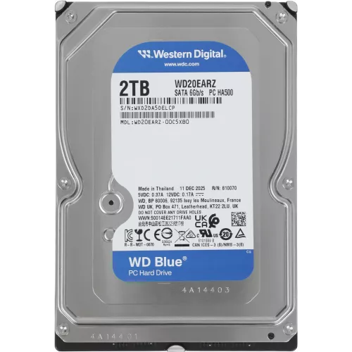 Жесткий диск WD SATA-III 2TB WD20EARZ Desktop Blue (5400rpm) 64Mb 3.5"