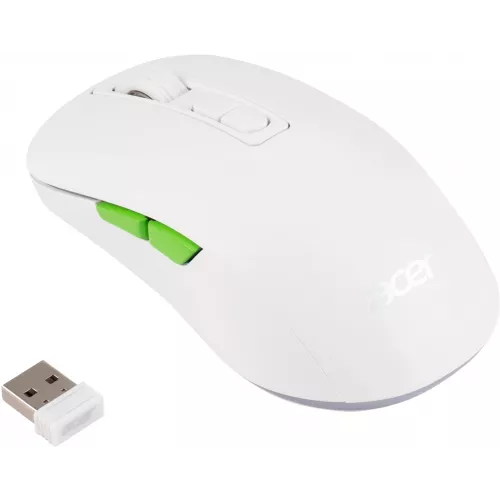 Мышь Acer OMR311 белый оптическая 2400dpi беспров. BT/Radio USB 7but (ZL.MCECC.034)