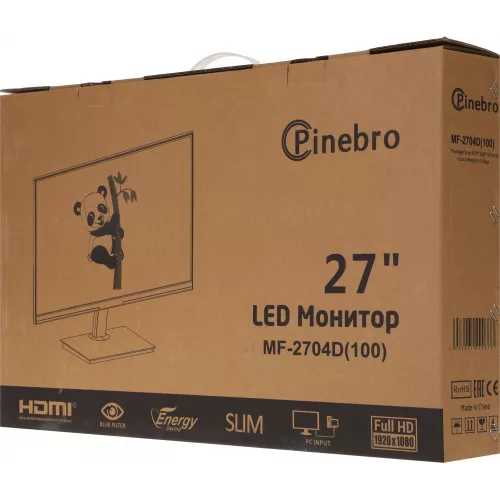 Монитор Pinebro 27" MF-2704D(100) черный IPS LED 4ms 16:9 HDMI M/M матовая 300cd 178гр/178гр 1920x1080 100Hz FreeSync VGA DP FHD 3.70кг
