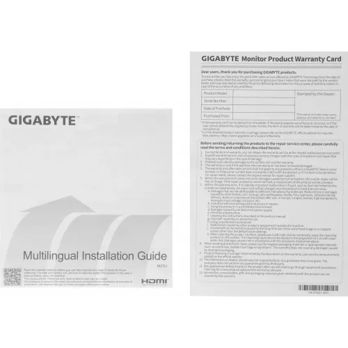 Монитор Gigabyte 27" M27U черный IPS LED 1ms 16:9 HDMI M/M матовая HAS 400cd 178гр/178гр 3840x2160 160Hz G-Sync FreeSync Premium Pro DP 4K USB 6.48кг