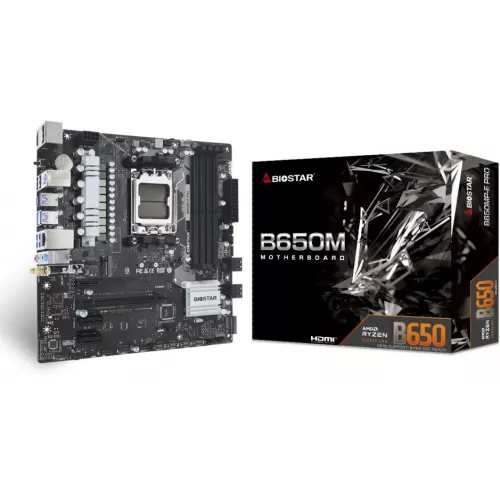 Материнская плата Biostar B650MP-E Pro Socket AM5 AMD B650 4xDDR5 mATX AC`97 8ch(7.1) 2.5Gg RAID+HDMI+DP