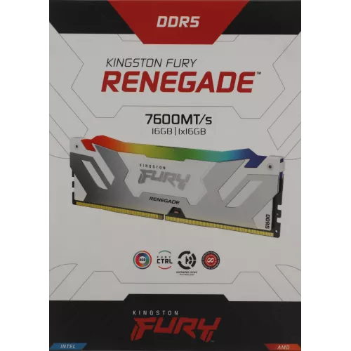 Память DDR5 16GB 7600MHz Kingston KF576C38RWA-16 Fury Renegade RGB RTL Gaming PC5-60800 CL38 DIMM 288-pin 1.45В single rank с радиатором Ret