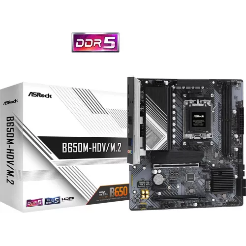 Материнская плата Asrock B650M-HDV/M.2 Socket AM5 AMD B650 2xDDR5 mATX AC`97 8ch(7.1) 2.5Gg RAID+HDMI+DP