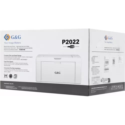 Принтер лазерный G&G P2022 A4 белый (в комплекте: картридж + кабель USB A(m) - USB B(m))