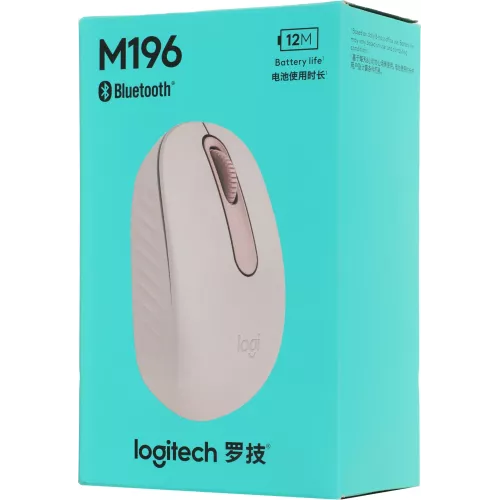Мышь Logitech M196 розовый оптическая 1000dpi беспров. BT для ноутбука 2but (910-007317)