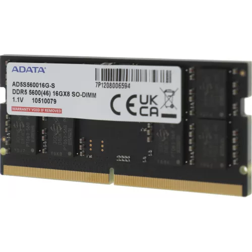 Память DDR5 16GB 5600MHz A-Data AD5S560016G-S RTL PC5-44800 CL46 SO-DIMM 262-pin 1.1В single rank Ret