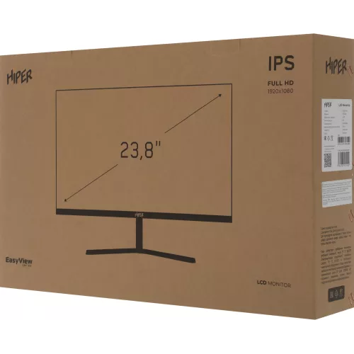 Монитор Hiper 23.8" EasyView HB2401 черный IPS LED 4ms 16:9 HDMI M/M матовая 1000:1 250cd 178гр/178гр 1920x1080 75Hz FreeSync DP FHD 3.1кг