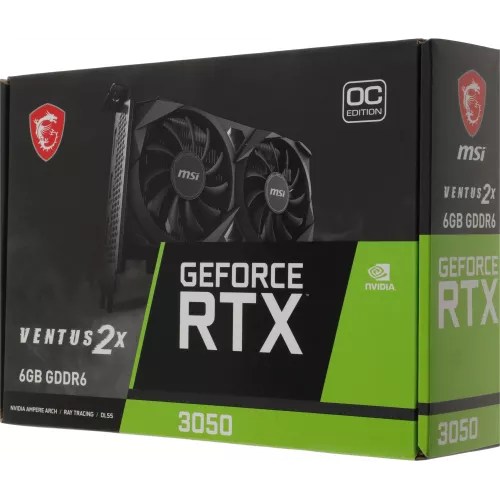 Видеокарта MSI PCI-E 4.0 RTX 3050 VENTUS 2X E 6G OC NVIDIA GeForce RTX 3050 6Gb 96bit GDDR6 1492/14000 HDMIx2 DPx1 HDCP Ret