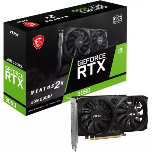 Видеокарта MSI PCI-E 4.0 RTX 3050 VENTUS 2X E 6G OC NVIDIA GeForce RTX 3050 6Gb 96bit GDDR6 1492/14000 HDMIx2 DPx1 HDCP Ret