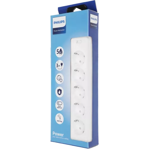 Сетевой фильтр Philips CHP2155WB/51 3м (5 розеток) белый (коробка)