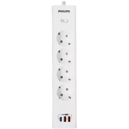 Сетевой фильтр Philips CHP8246WA/51 2м (4 розетки) белый (коробка)