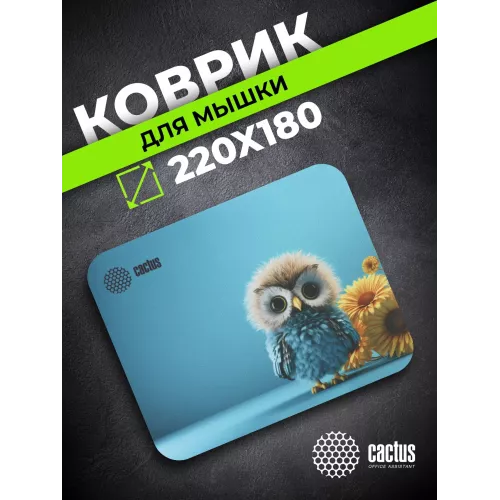 Коврик для мыши Cactus Owl blue 220x180x2мм (CS-MPC-P07XS)
