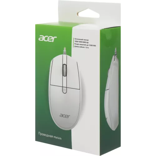 Мышь Acer OMW401 белый оптическая 2000dpi USB 4but (ZL.MCEEE.030)
