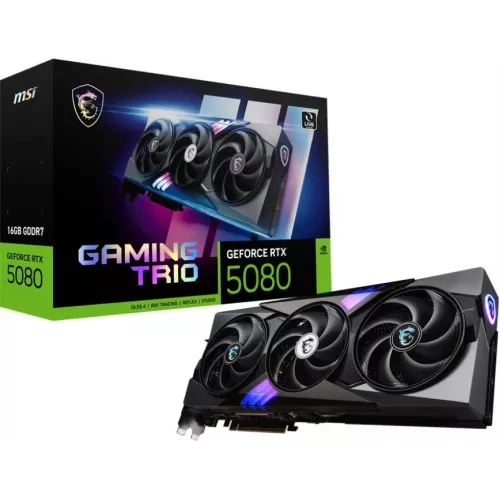 Видеокарта MSI PCI-E 5.0 RTX 5080 16G GAMING TRIO NVIDIA GeForce RTX 5080 16Gb 256bit GDDR7 2617/30000 HDMIx1 DPx3 HDCP Ret