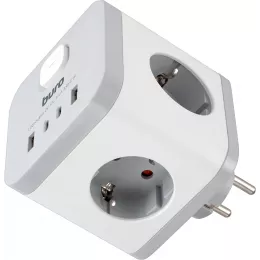 Сетевой разветвитель Buro BU-PW3UC-W (3 розетки) белый (коробка)