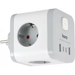 Сетевой разветвитель Buro BU-PW3UC-W (3 розетки) белый (коробка)