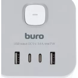 Сетевой разветвитель Buro BU-PW3UC-W (3 розетки) белый (коробка)