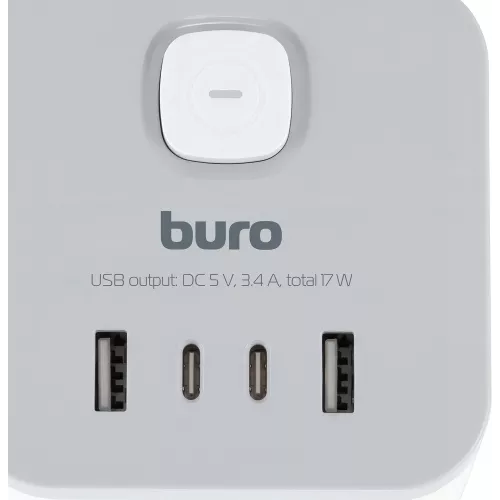 Сетевой разветвитель Buro BU-PW3UC-W (3 розетки) белый (коробка)
