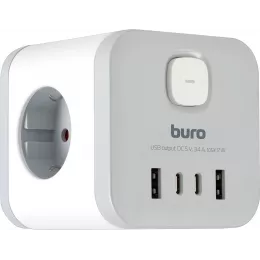 Сетевой разветвитель Buro BU-PW3UC-W (3 розетки) белый (коробка)