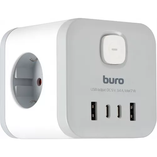 Сетевой разветвитель Buro BU-PW3UC-W (3 розетки) белый (коробка)