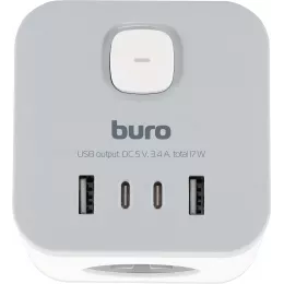 Сетевой разветвитель Buro BU-PW3UC-W (3 розетки) белый (коробка)