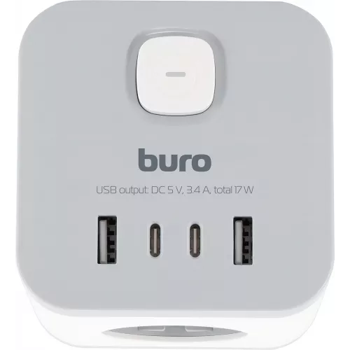 Сетевой разветвитель Buro BU-PW3UC-W (3 розетки) белый (коробка)