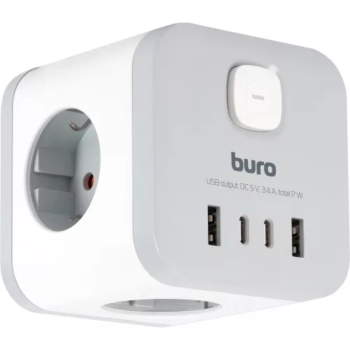 Сетевой разветвитель Buro BU-PW3UC-W (3 розетки) белый (коробка)