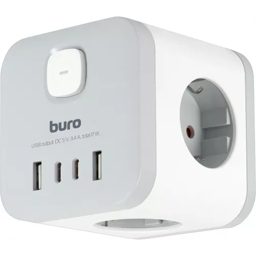 Сетевой разветвитель Buro BU-PW3UC-W (3 розетки) белый (коробка)